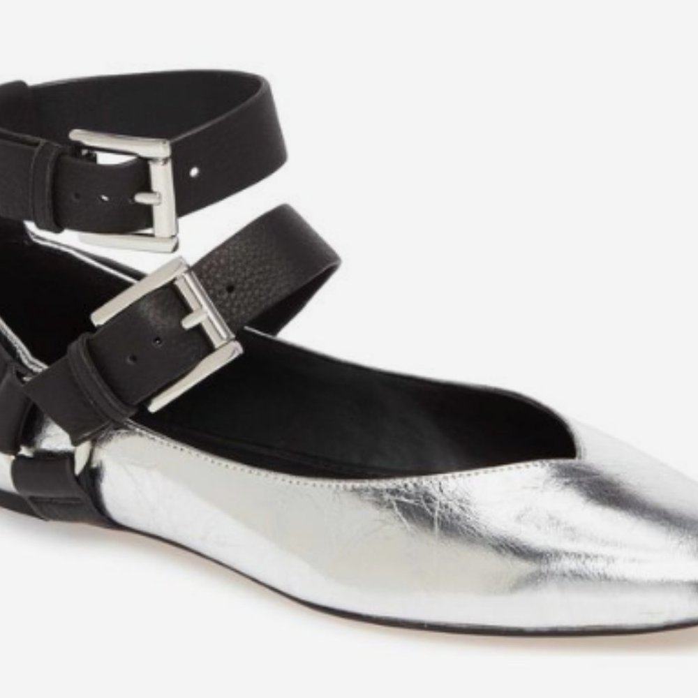 Rebecca Minkoff Silver Ballet Flats size 8 (fits like size 7)